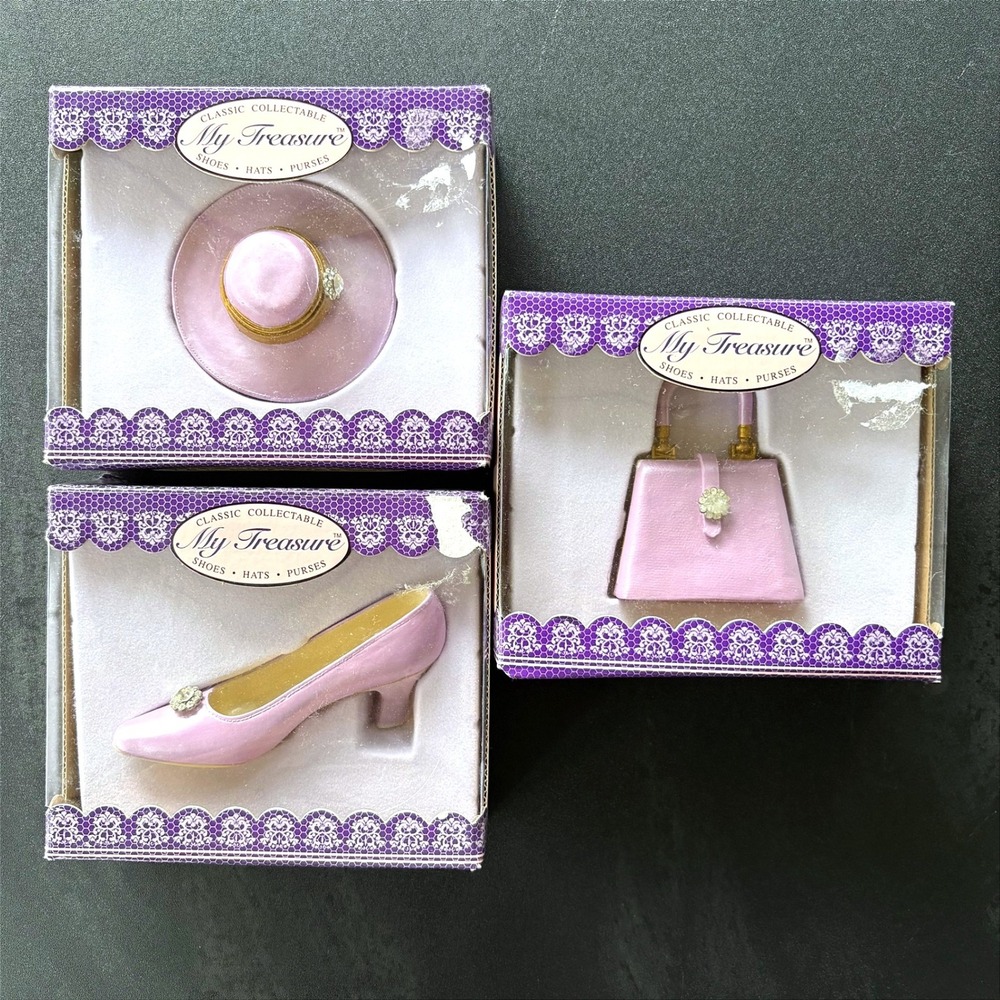 Vintage My Treasure Miniature Set Lavender Classic Collectable 3pc
